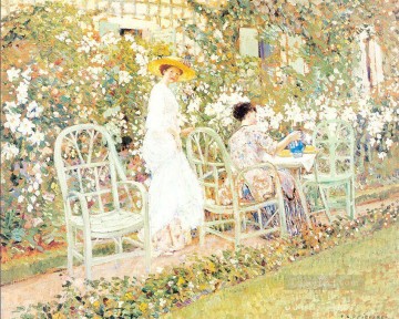 Frederick Carl Frieseke Painting - Lilies Impressionist women Frederick Carl Frieseke
